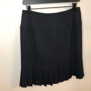 Anne Klein NWT Navy Midi Pleated Bottom Skirt 100% Virgin Wool 8P